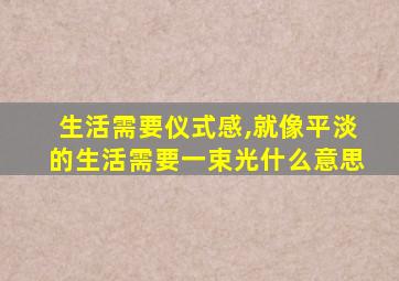 生活需要仪式感,就像平淡的生活需要一束光什么意思